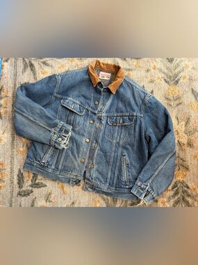 Vintage Lee Storm Rider Denim Jacket XL 46 R Blanket Lined CHORE COAT